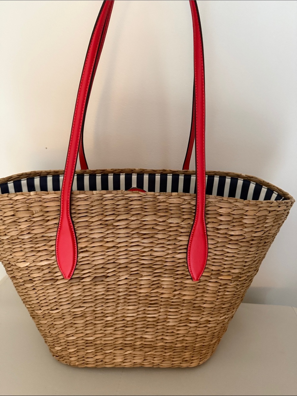 kate spade Straw Tote with Red Crab Applique - Picture 3 of 6